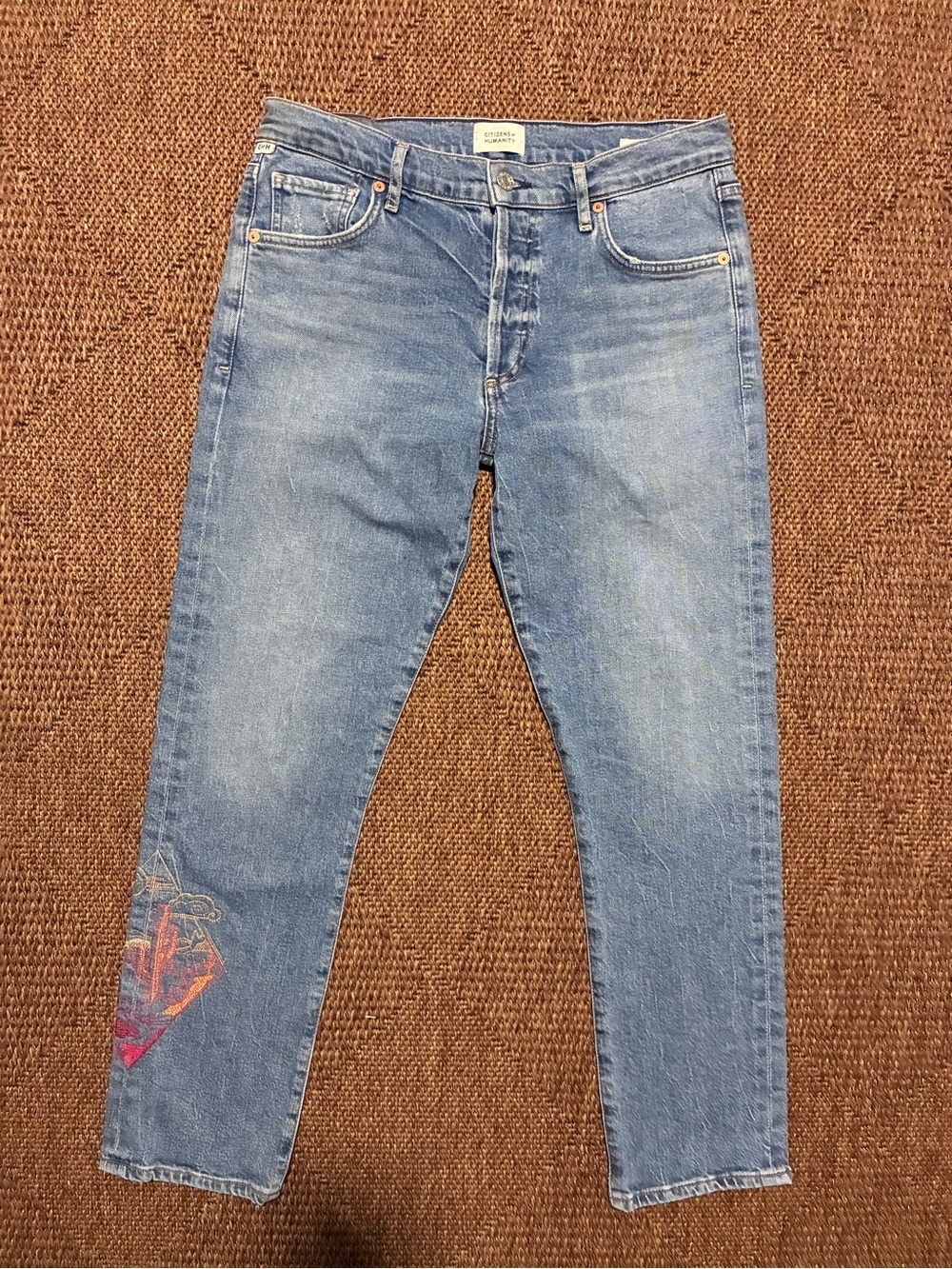 Citizens of Humanity x Jenny Hart Desert Embroidered Straight Leg Jeans RARE